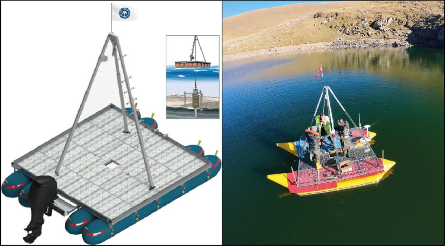 Floating platform for marine and lake sediment research