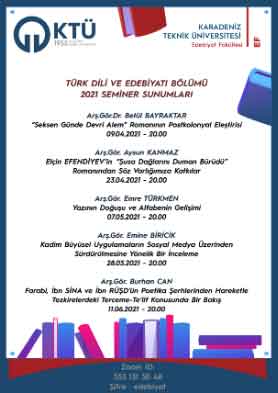 Türk Dili ve Edebiyatı Bölümü 2021 Seminer Sunumları