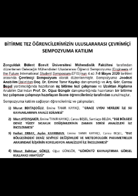 Bitirme Tez Öğrencilerimizin Uluslararası Çevrimiçi Sempozyuma Katılım