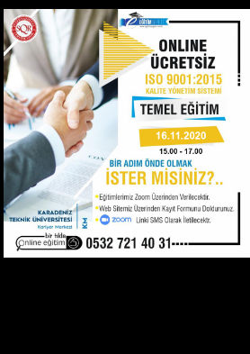 ISO 9001:2015 Kaliye Yönetim Sistemi