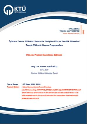 İşletme Tezsiz Yüksek Lisans ile Girişimcilik ve Yenilik Yönetimi Tezsiz Yüksek Lisans Programları