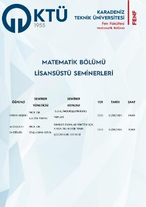 Matematik Bölümü Lisansüstü Seminerleri