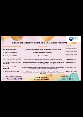 Türk Dili ve Edebiyatı Bölümü 2022 Yılı Seminer Programı