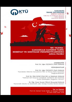 107. Yılında Çanakkale Zaferini Tarih, Edebiyat ve Sısyoloji Perspektifleriden Anma Paneli