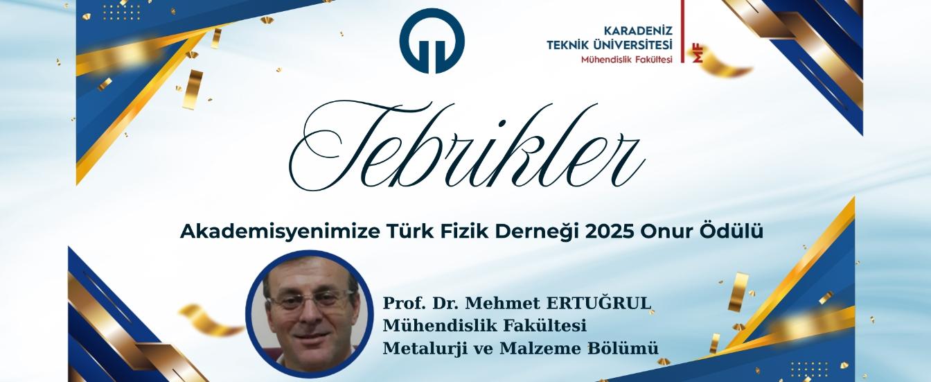 Akademisyenimize, Türk Fizik Derneği'nden 2025 Onur Ödülü