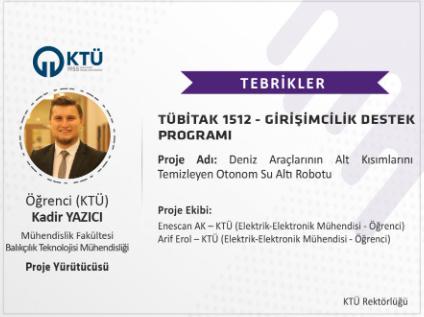 Yüksek Lisans Öğrencilerinden Kadir YAZICI TÜBİTAK 1512 Programı Kapsamında Destek Almaya Hak Kazandı