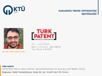 Akademisyenimizin Ulusal Patent Başvurusu Tescillenmiştir