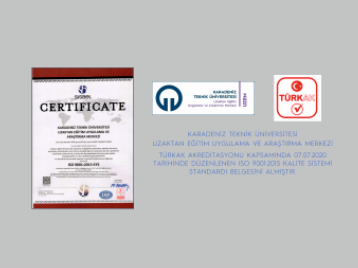 Uzaktan Eğitim Uygulama ve Araştırma Merkezi, TÜRKAK tarafından 07.07.2020 tarihinde düzenlenen ISO 9001:2015 Kalite Sistemi Standardı Belgesini aldı