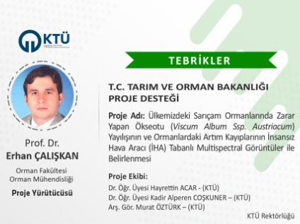 Akademisyenimize T.C. Tarım ve Orman Bakanlığı Proje Desteği