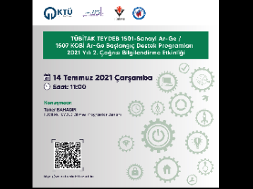 "TÜBİTAK TEYDEB 1501-Sanayi Ar-Ge /1507 KOBİ Ar-Ge Başlangıç Destek Programları 2021 Yılı 2. Çağrısı Bilgilendirme Etkinliği"ne Davetlisiniz!