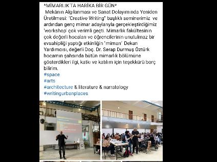 Mimarlık Fakültesi Mimari Anlatım Dersine İngiliz Dil Edebiyatı Bölümünden katılım.