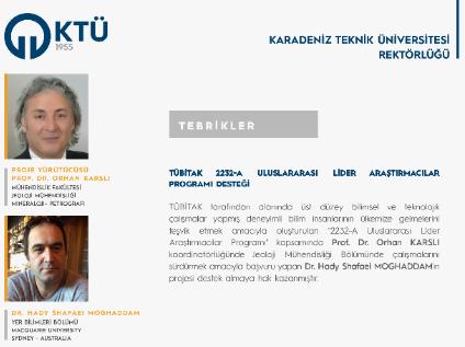 TÜBİTAK 2232-A Uluslararası Lider Araştırmacılar Programı Desteği