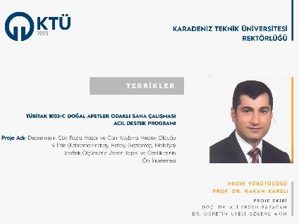 Akademisyenimiz Prof. Dr. Hakan KARSLI ve Ekibine, TÜBİTAK 1002-C Kapsamında Proje Desteği