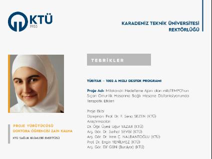 Doktora Öğrencimize TÜBİTAK 1002 A Hızlı Destek Programı