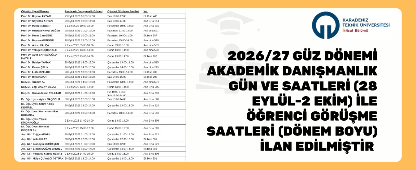 2026-27 güz akadmeik danışmanlık gün ve saaatleri